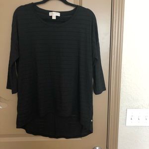 Black blouse with sheer horizontal lines